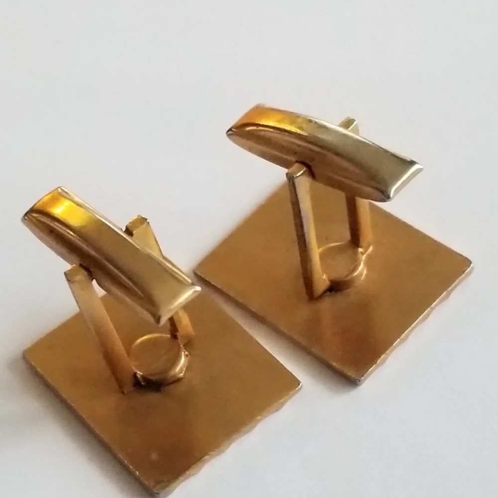 Vintage cuff links gold tone metal